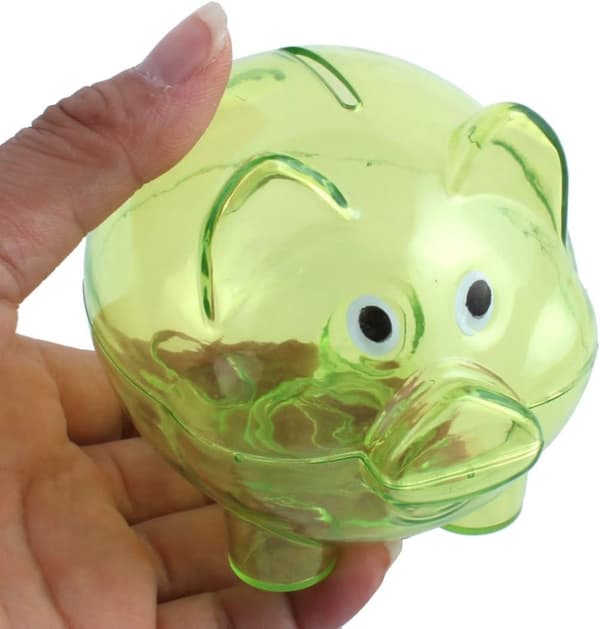 Plast Pig Shape Pengar Cash Cent Sparpott Mynt Spargris Grön (Storlek: S)