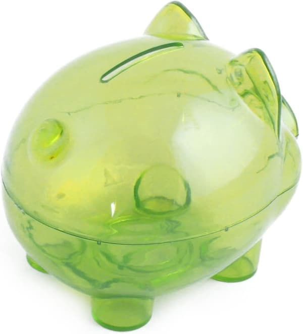 Plast Pig Shape Pengar Cash Cent Sparpott Mynt Spargris Grön (Storlek: S)