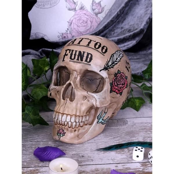 Spargris - GRINDSTORE - Tribal Tattoo Fund Skull/Crane - Vit - Blandat