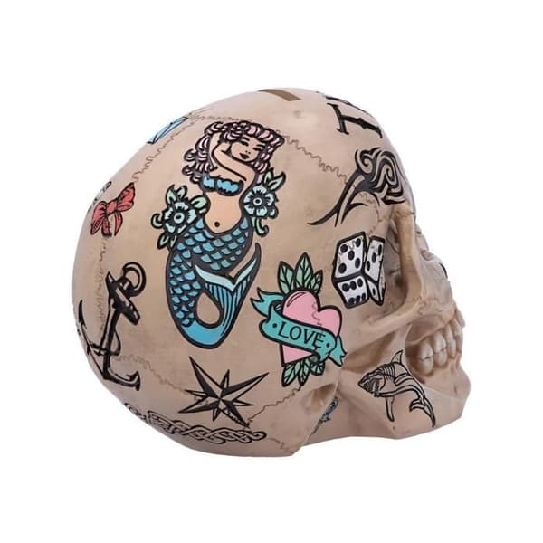 Spargris - GRINDSTORE - Tribal Tattoo Fund Skull/Crane - Vit - Blandat