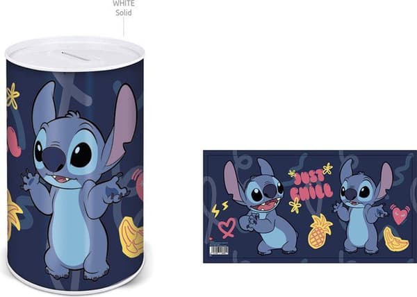 Metallisk spargris - DISNEY - LILO OCH STITCH - Flerfärgad - Cylindrisk - För barn