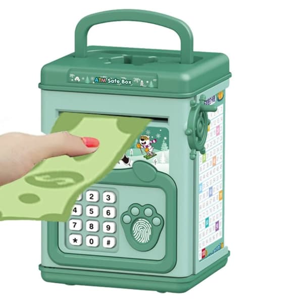 OBOSOE Børn Sparegris Legetøj Adgangskode Kontant Mønt Penge Bank Penge Spare Boks Gave Sikker Musik Digitale Mønter Spar Mini Hæveautomat