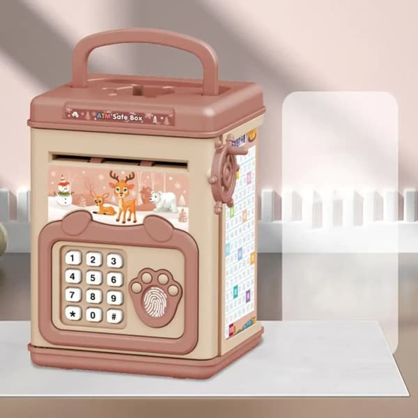 OBOSOE Børn Sparegris Legetøj Adgangskode Kontant Mønt Penge Bank Penge Spare Boks Gave Sikker Musik Digitale Mønter Spar Mini Hæveautomat
