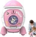Pikkukuva 2 / 10: OBOSOE Rocket Coin Bank |, Rahapurkki Rabbit Astronaut -kuviolla, astronauttin avainkytkin ja hienot Modgal-tietokonetarrat