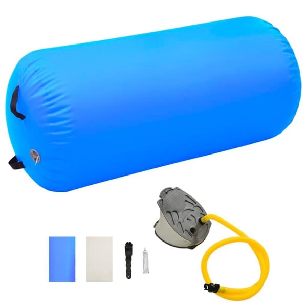 vidaXL Oppblåsbar gymnastikkrull med pumpe 120x90 cm PVC blå