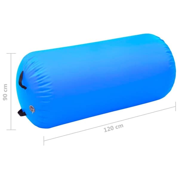 vidaXL Täytettävä voimistelurulla pumpulla 120x90 cm PVC sininen