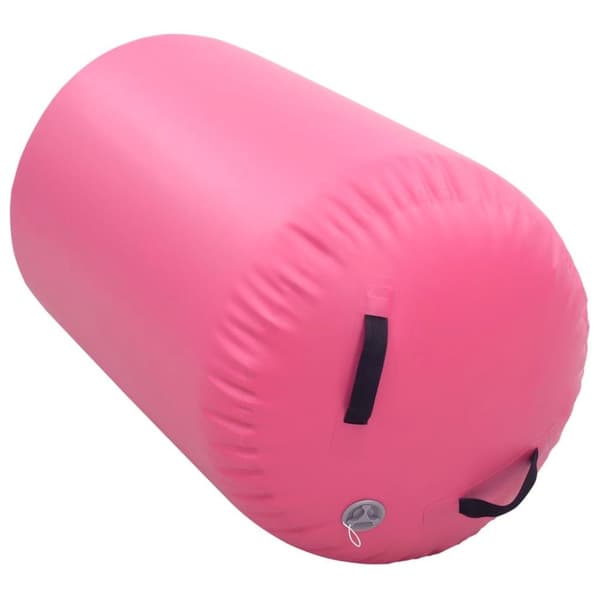 vidaXL oppustelig gymnastikrulle med pumpe 100x60 cm PVC lyserød
