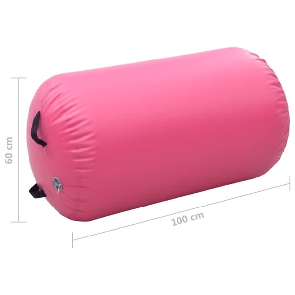 vidaXL oppustelig gymnastikrulle med pumpe 100x60 cm PVC lyserød