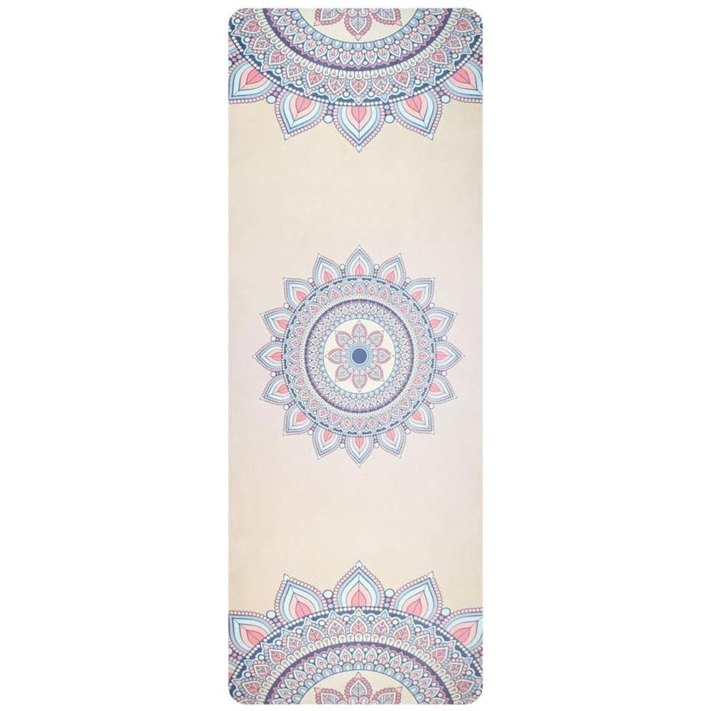 Yogamatta mikrofiber mocka med tryck beige