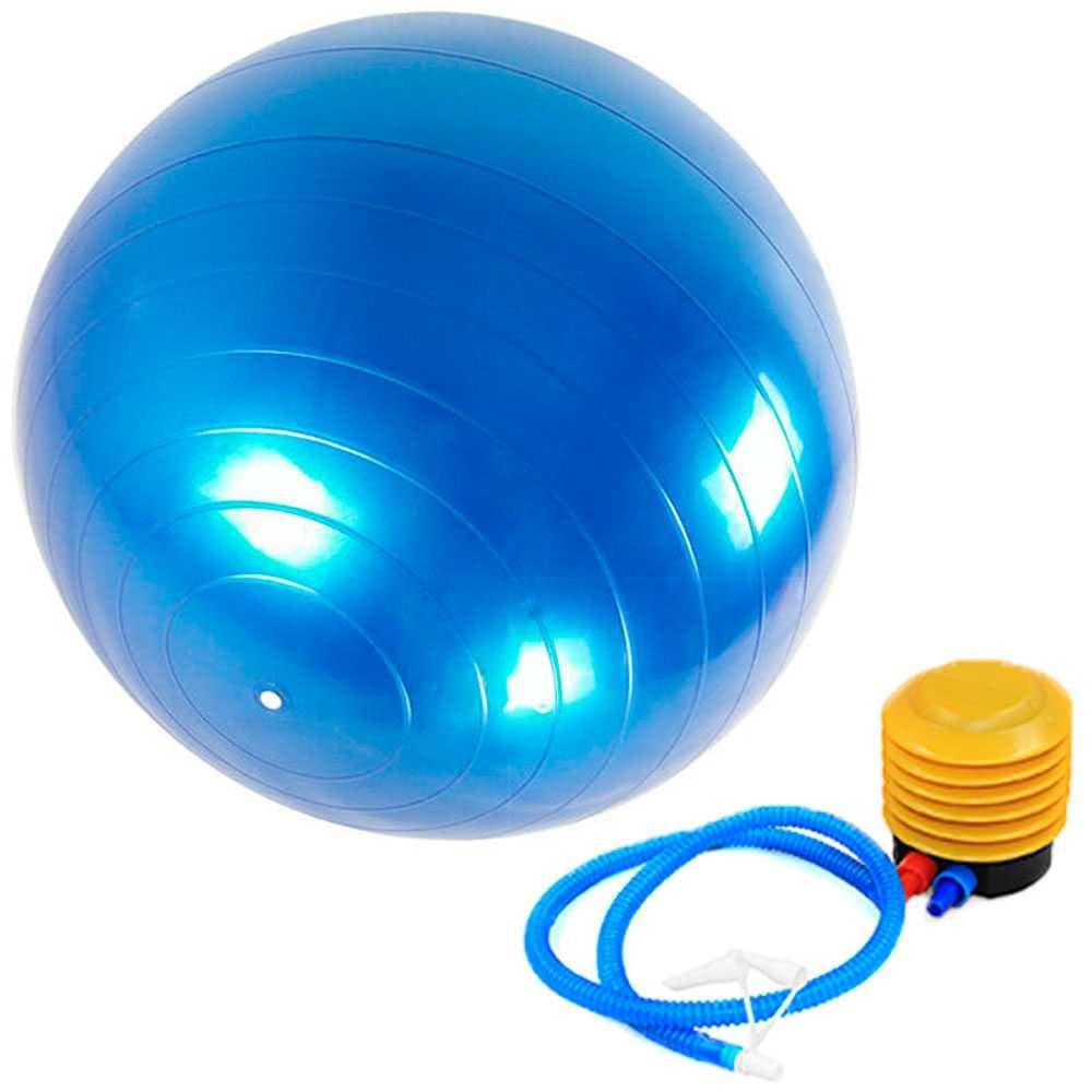 Allesport Yogaboll - träningsboll - inkl. pump - Pilatesboll - för balans Pilates Yoga - för kontor, hem, gym - blå - 65cm
