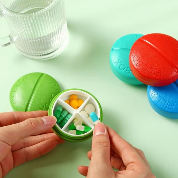 tablettdosett piller burk medicinväska pilleraskar 4 fack