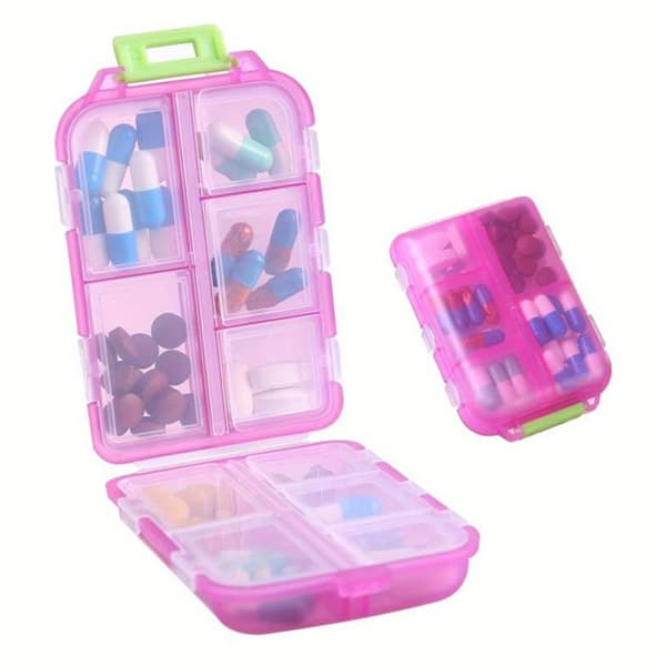 Kompakt Resepillerask / Medicinorganisatör - Pink