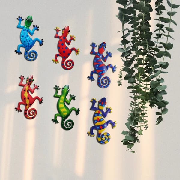 Gecko Ödla Väggdekor Trädgård prydnad 13x22cm - Mörkblå