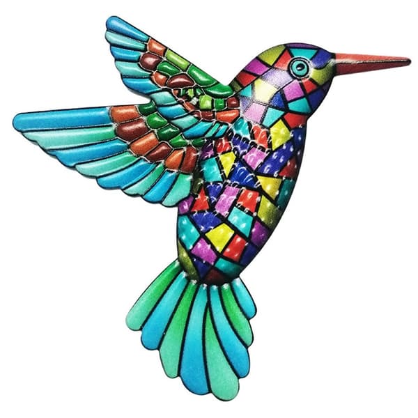 Fugl Hummingbird Vægskilt Have Ornament 12x13,5cm - Blå