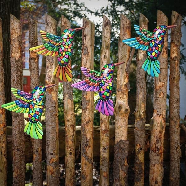 Fugl Hummingbird Vægskilt Have Ornament 12x13,5cm -Grøn