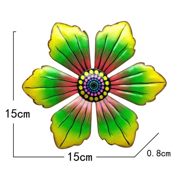 Blomst Metall Veggklistremerke Hagepynt 15x15x0,8cm - Grønn