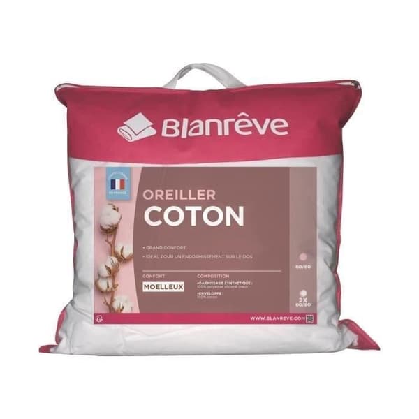 BLANREVE Uppsättning av 2 bomullskuddar - 60 x 60 cm - Vit