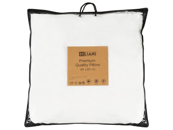 Tyyny valkoinen 80 x 80 cm mikrokuitu polyesteritäyte 2 kpl matala suorakulmio konepestävä pehmeä