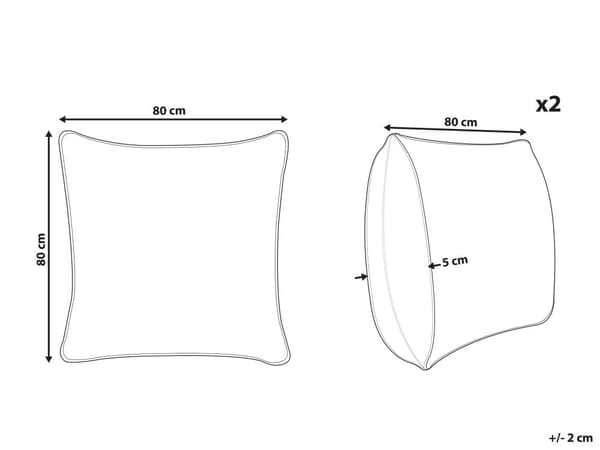 Sæt med 2 Pyntepuder Hvid Microfiber med Polyester fyld 80 x 80 cm Dekorationstilbehør Stue Nem Pleje og Aftagelige Betræk