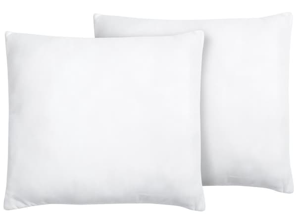 Sæt med 2 Pyntepuder Hvid Microfiber med Polyester fyld 80 x 80 cm Dekorationstilbehør Stue Nem Pleje og Aftagelige Betræk