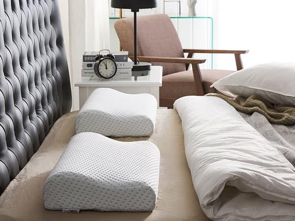 Kudde Memory Foam Vit Mjuk Kylande Tyg Nackstöd Ortopedisk Mjuk