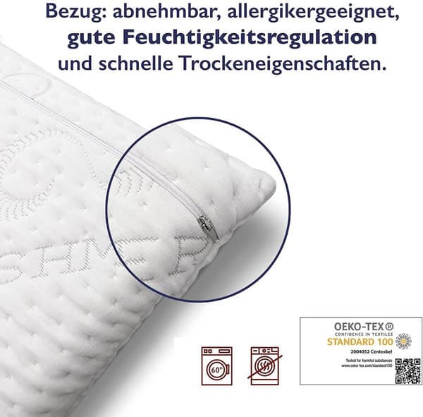 Ortopedisk Cashmere nackstödskudde, Kashmiröverdrag Memory kudde, nackkudde, 13 cm hög, vit