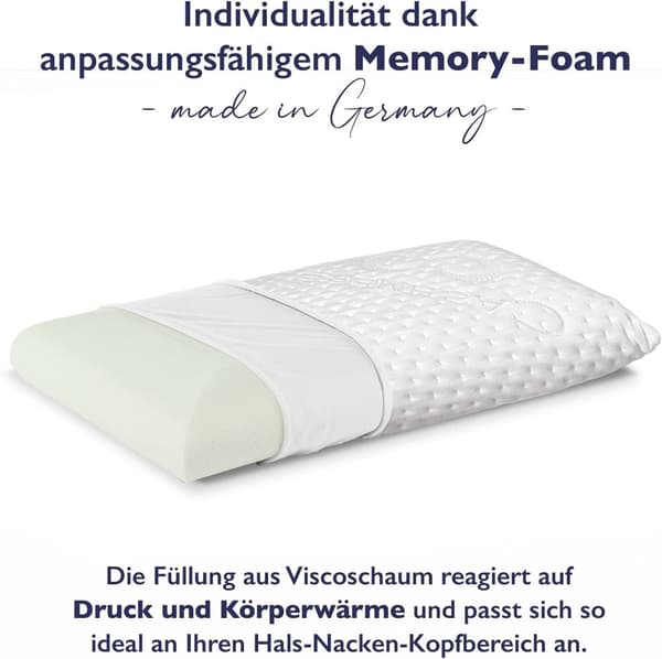 Ortopedisk Cashmere nackstödskudde, Kashmiröverdrag Memory kudde, nackkudde, 13 cm hög, vit