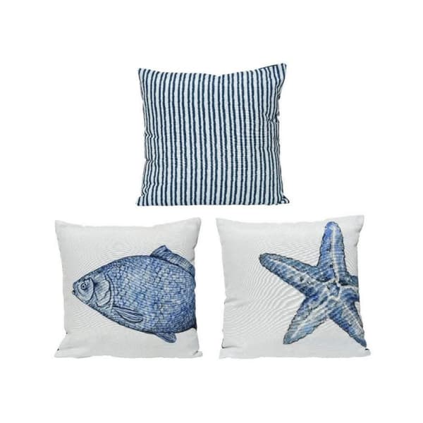 Kudde Blå Vit Polyester (40 x 40 cm)