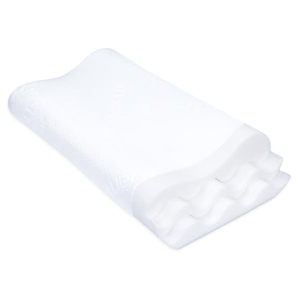 Niskatyyny Visco Foam 34x52x9-12 cm - niskaa tukeva tyynytyyny vatsaan nukkuville tai ergonominen sivuunpanijatyyny