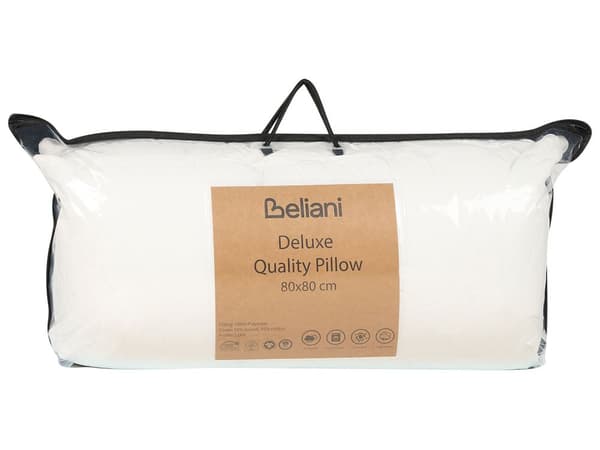 Hodepute Hvit Lyocell Japara-bomull 80 x 80 cm Polyesterfyll Lav profil Søvn Pute Soverom