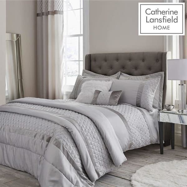 Sängkläder - Catherine Lansfield - BD-47366-W-DQS-SI - Dubbel - Silver - Syntetisk