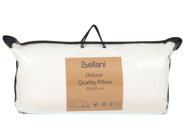 2 sengepuder Hvid Lyocell Japara Bomuld Rektangulær 80 x 80 cm Polyesterfyld Lav profil Sovepude Soveværelse