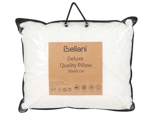 2 sengepuder Hvid Lyocell Japara Bomuld Rektangulær 50 x 60 cm Polyesterfyld Høj profil Sovepude Soveværelse