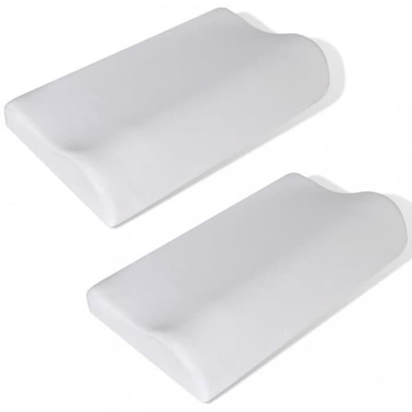 Sömnhjälpmedel - Set med 2 ergonomiska kuddar av memoryskum - Vit - 50 x 30 x (7 - 10) cm