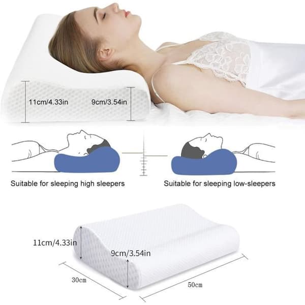 Memory Foam Kudde | Ergonomisk cervikal nackkudde Ortopedisk kudde Djupsömn Tvättbar (50*30*10*7cm)