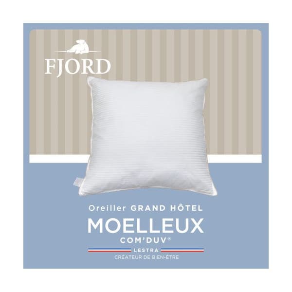 Kudde "Fjord Grand Hotel" Soft Com'Duv Randig bomullssatin Lestra - Kudde 50 x 70 cm