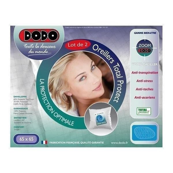 DODO Set med 2 Total Protect-kuddar 65x65 cm vita