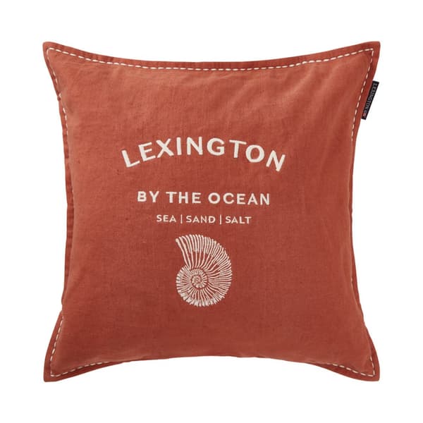 Lexington Logo Embroidered Linen/Cotton Kuddfodral Coconut/White 50x50