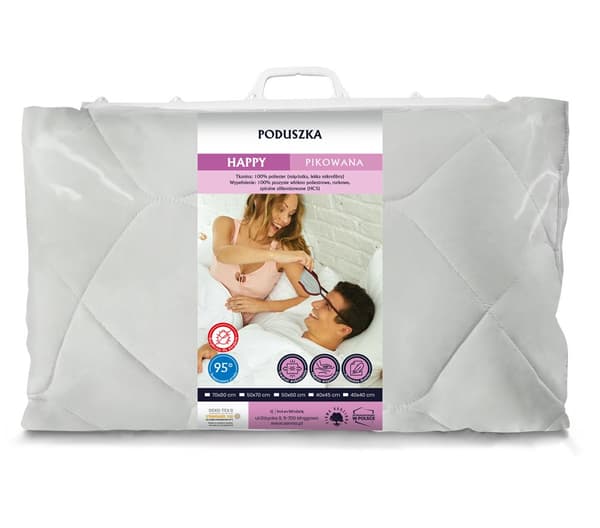 Anti-allergisk pude 50x60 Happy hvid quiltet polyester mikrofiber Inter Widex