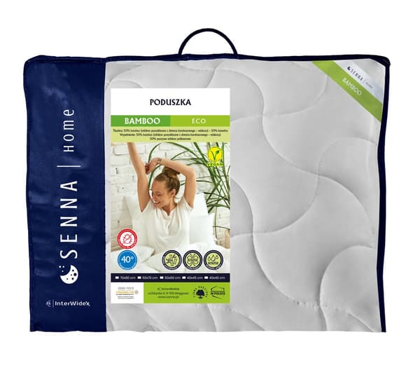 Anti-allergisk pude 70x80 Bamboo Eco1200g hvid, lavet af fibre fra Inter Widex bambustræ