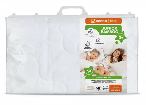 Anti-allergisk kudde 40x60 Junior Bambu vit, gjord av fibrer från Inter Widex bambuträ