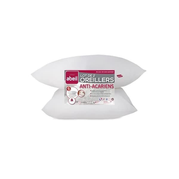 ABEIL Set med 2 Anti-Mite-kuddar - 60 x 60 cm - Vit