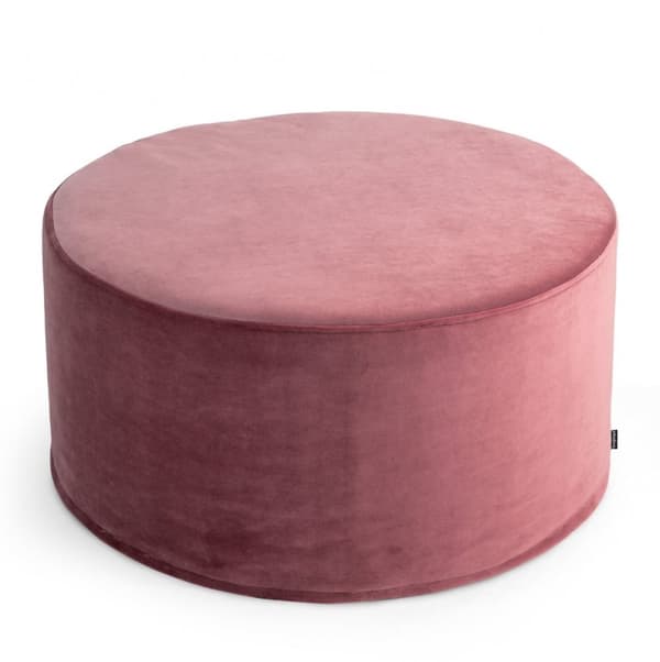 Stor mörkrosa sammetspuff 60x30