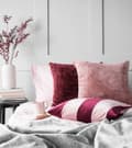 Miniatyrbillede 4 af 5: Striber bordeaux pink pyntepude 50x30