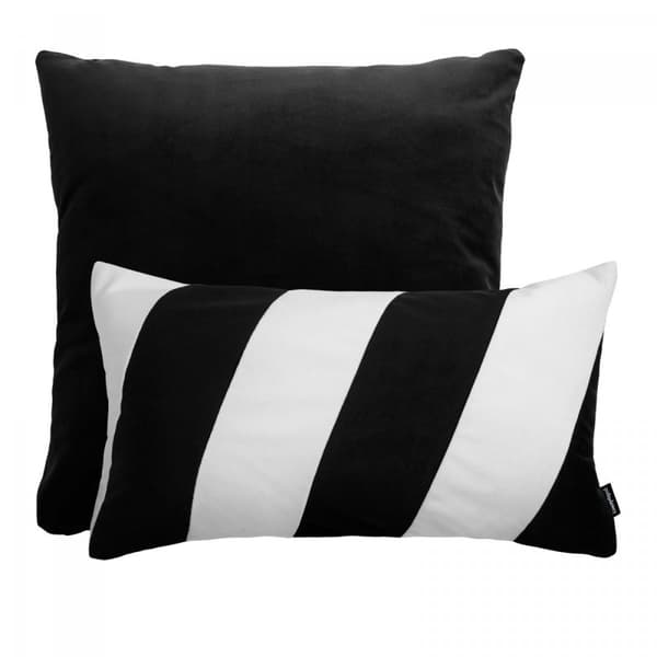 Mustavalkoinen sarja Pram + Stripes koristetyynyjä