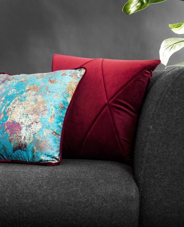 Turkis og bordeaux Guld pyntepude 40x40
