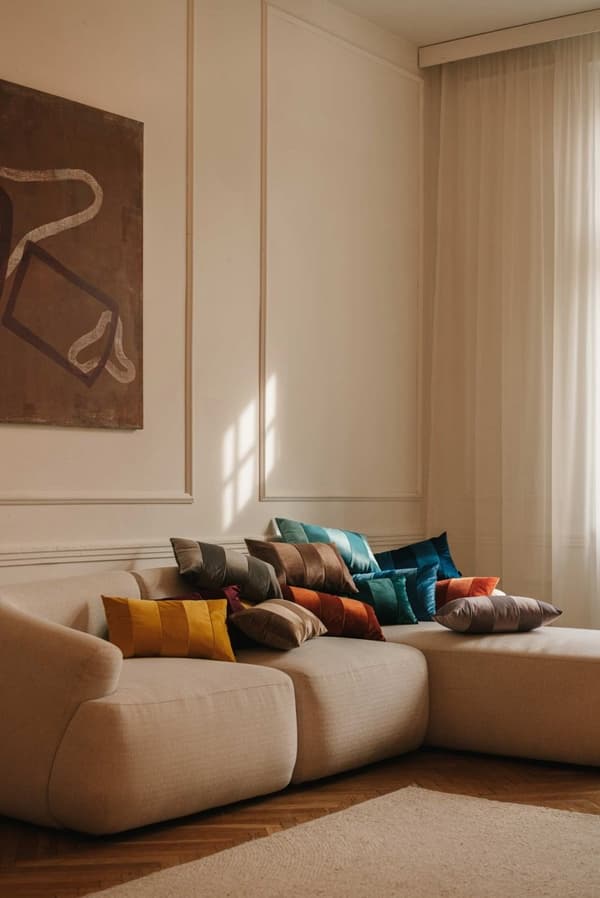 Stripes blå prydnadskudde 50x30 ZERO WASTE