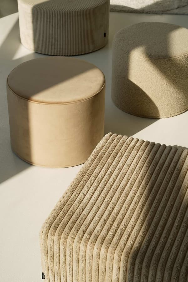 Beige pyöreä puffi Cozy 45x35