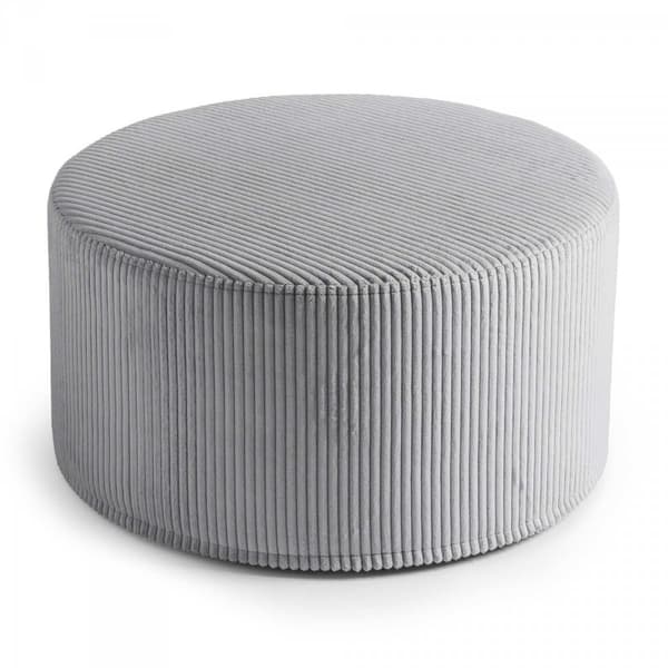 Stor rund grå puf CORD Slim 60x30