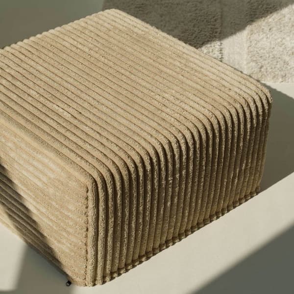 Stor fyrkantig beige puff CORD 60x30